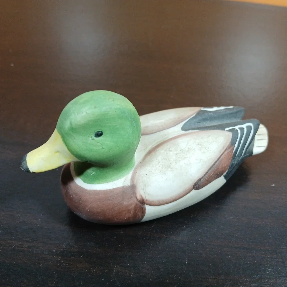 Vintage Hand Painted Porcelain Mallard Duck Decoy Figure Figurine 5.5